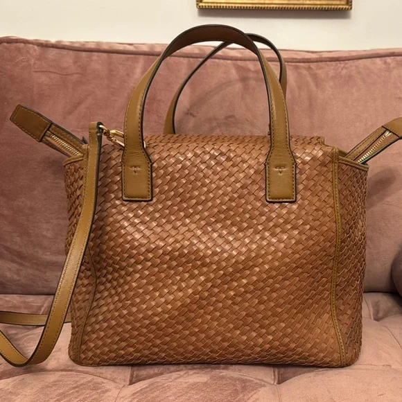 Tory Burch Thea Woven Slouchy Leather Satchel - Picture 2 of 6